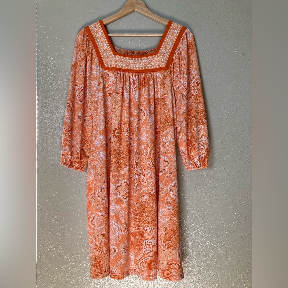 NWT Michael Michael Kors Tangerine Orange Midi Dress 3/4 Sleeves Size Medium